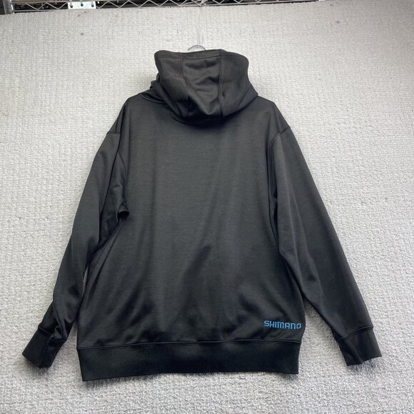Shimano Cycling / Fishing Outdoors Athletic Hoodie Men Sz L Black w/ Blue Logo** - Picture 12 of 16
